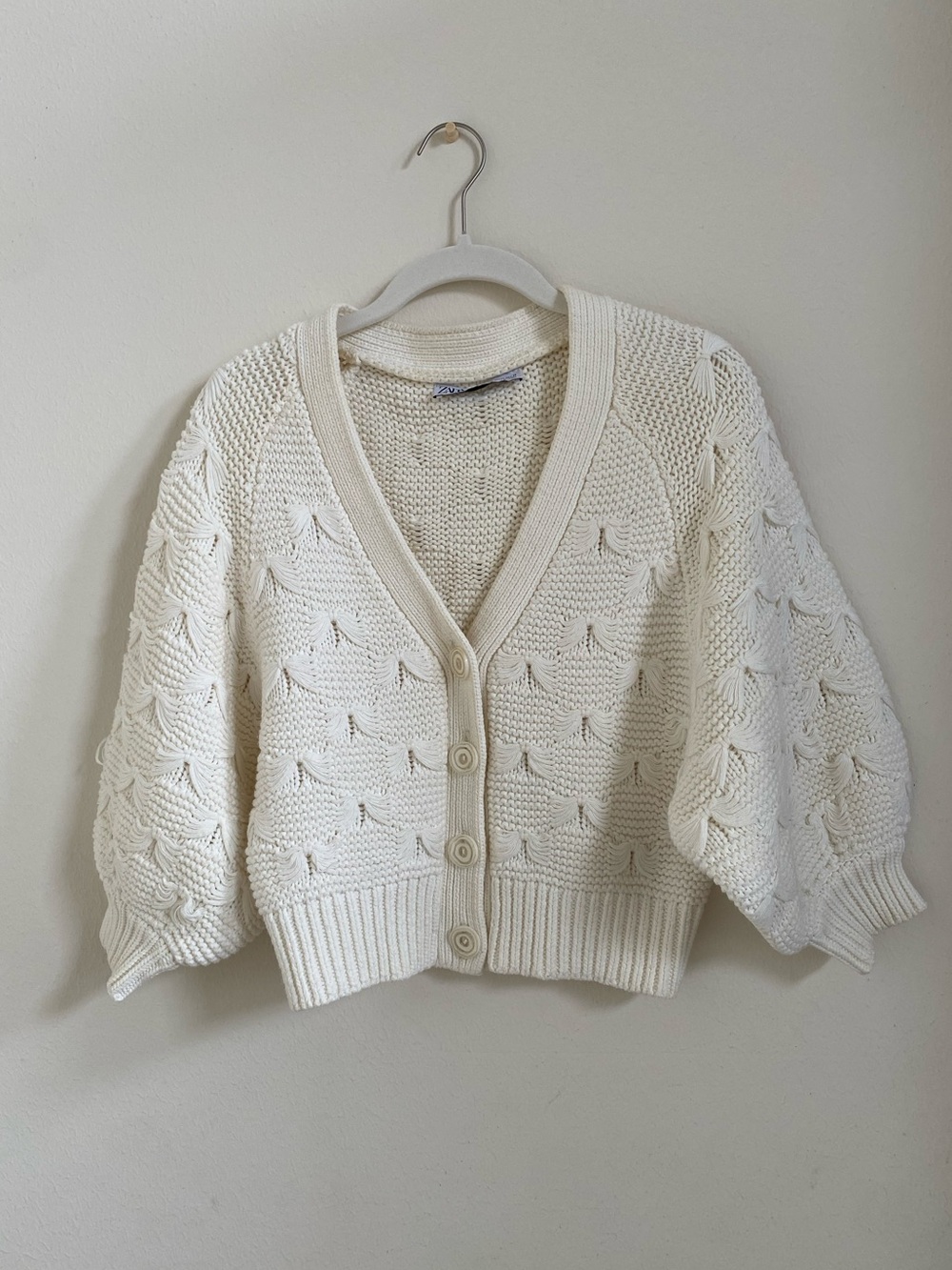 Zara textured cropped knit cardigan